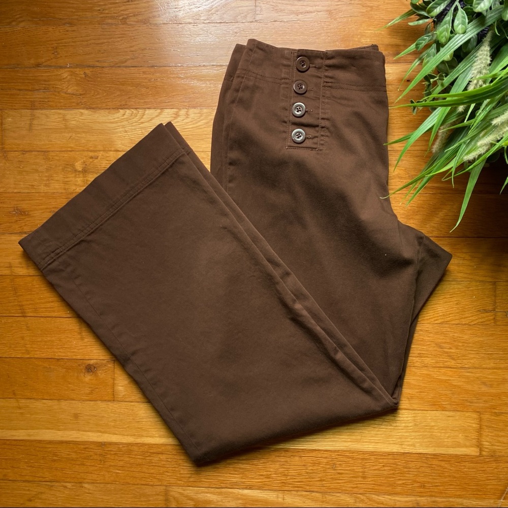 🤎 Sandro // 8 Button Wide Leg Petite Trousers